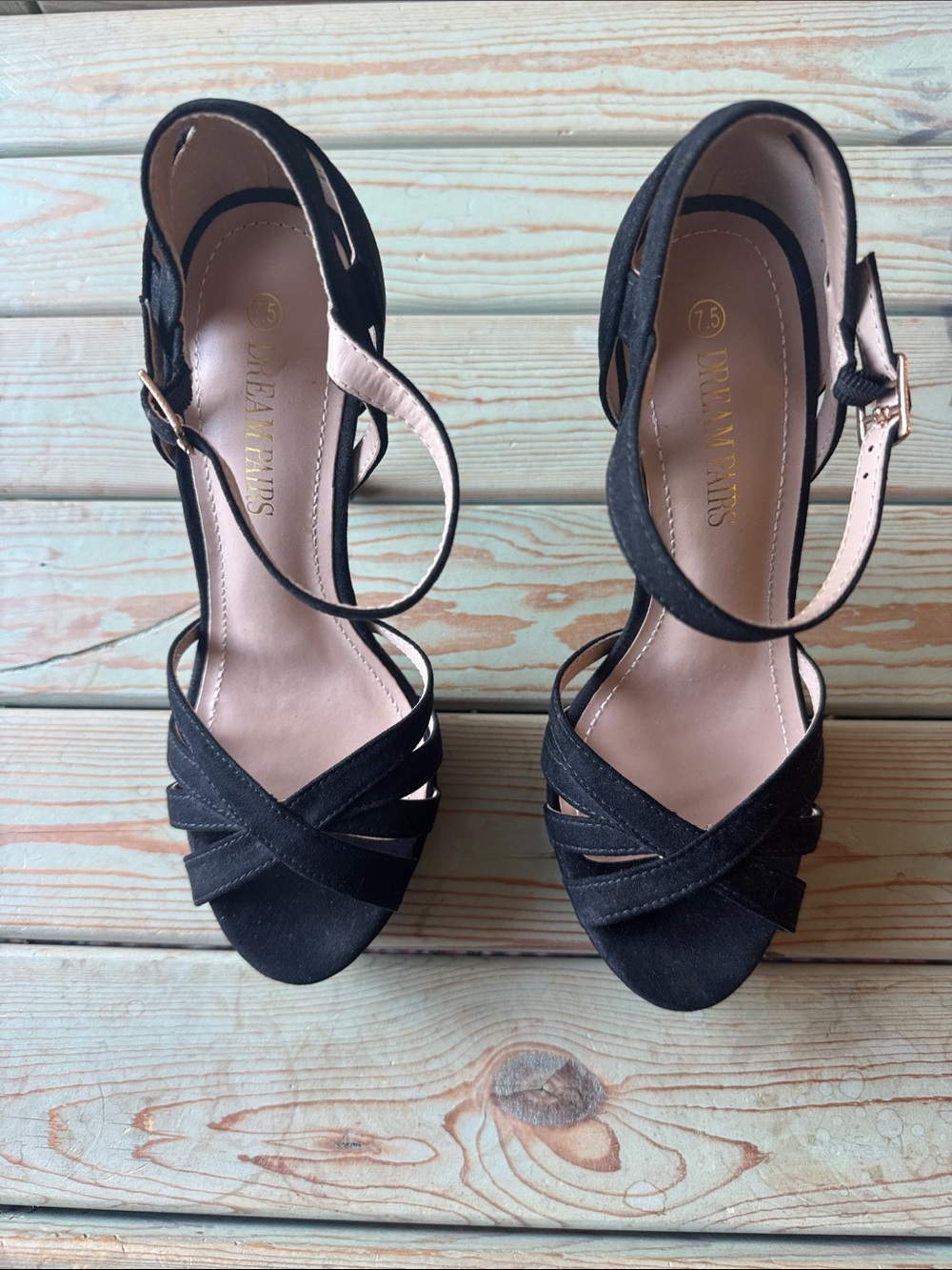 Dream Pairs Black Strappy Open-Toe Ankle Strap Heels